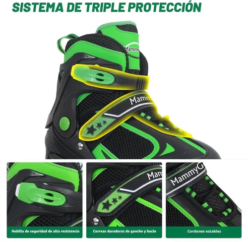 Miniatura 2 de MammyGol Adjustable Inline Skates for Kids Boys Girls Youth Blades Roller Skates with Light up Wheels Ages 4-16 Verde