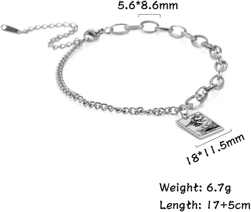 Miniatura 2 de ZKXXJ Tarot Card Pulsera para hombres y mujeres, acero inoxidable Tarot Card Rider Waite colgante pulsera celta astrología adivinación magia amuleto