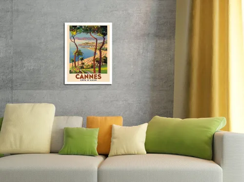 Miniatura 4 de Cannes - Côte d'Azur Francia - Riviera francesa - Póster vintage de viaje por Lucien Peri c.1938-8 x 12 pulgadas - Cartel de arte de madera vintage