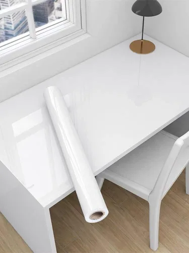 Papel tapiz blanco brillante para despegar y pegar, autoadhesivo, extraíble, 15.8 x 393 pulgadas, impermeable, papel de contacto blanco para Blanco