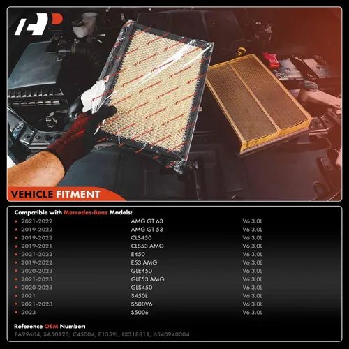 Miniatura 4 de A-Premium Filtro de aire de motor compatible con Mercedes-Benz E450 2021-2023, E53 AMG 2019-2022, GLE450 2020-2023, GLE53 AMG, S450L, S500, S580e