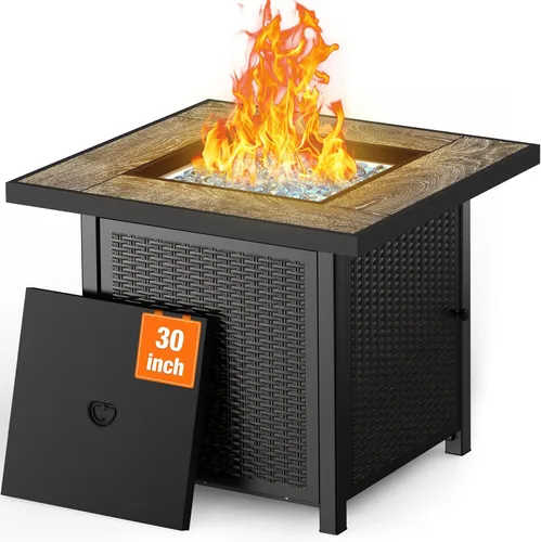 BALI OUTDOORS Hoguera de propano de 50000 BTU para exteriores, mesa de hoguera de 30 pulgadas para exteriores, chimeneas cuadradas para el patio