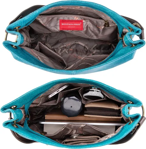 Miniatura 4 de Montana West Bolso Hobo para mujer con asa superior y bolsillos con cremallera