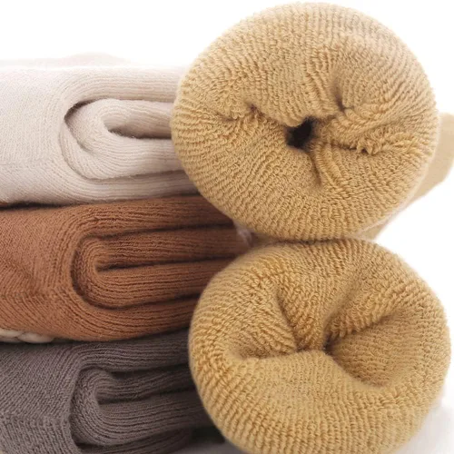 Miniatura 4 de Exegawe Baby Non Slip Socks Winter 5 Pairs Kid Thick Warm Crew Socks with Grips