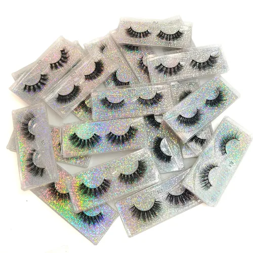 Miniatura 5 de Pestañas postizas de visón sintético 3D, pestañas falsas al por mayor a granel, pestañas postizas de 0.630 in naturales (50 pares)
