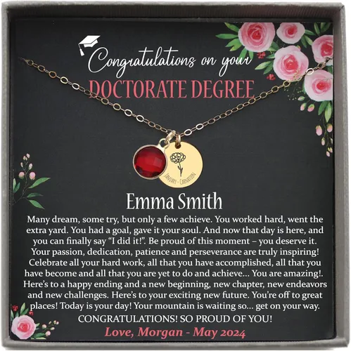 Miniatura 21 de Be Wished Personalized Graduation Gifts for Women, Birth Flower Necklace with Meaningful Message. Goldfilled or 925 Sterling Silver