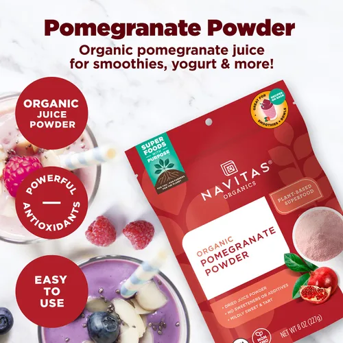 Miniatura 2 de Navitas Organics Polvo de granada – Jugo orgánico en polvo – Para batidos, postres, salsas y más – Soporte antioxidante – USDA orgánico, sin OMG