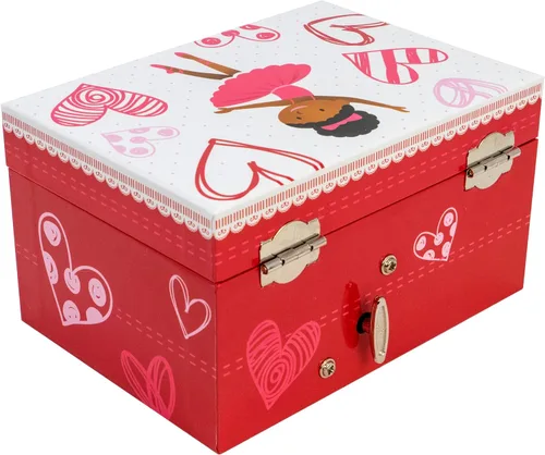 Miniatura 5 de Caja de música de bailarina con corazones con collar de bailarina de color plateado