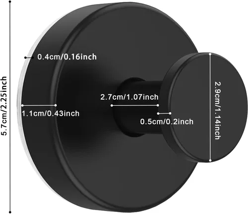 Miniatura 2 de Paquete de 4 ganchos de ventosa color negro mate para ducha, baño, cocina, puerta de cristal, espejo, azulejos, soporte de gancho para bata de baño