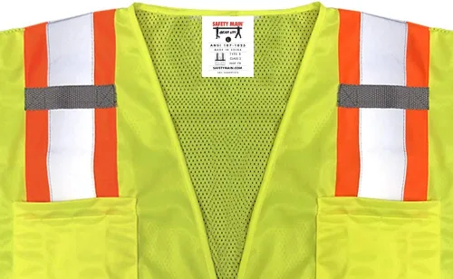 Chaleco de topógrafo de alta visibilidad de alta calidad, parte trasera de malla frontal sólida, paquete de 10, Amarillo, XXL