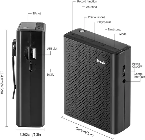 Miniatura 5 de Amplificador de voz para profesores con micrófono con cable y cintura, megáfono portátil recargable para aulas, discursos, guía turístico