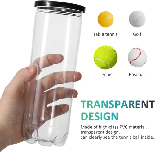 Miniatura 5 de 3 piezas de soporte para pelotas de tenis, botella de almacenamiento multifunción portátil para pelotas de tenis, contenedor transparente con tapa
