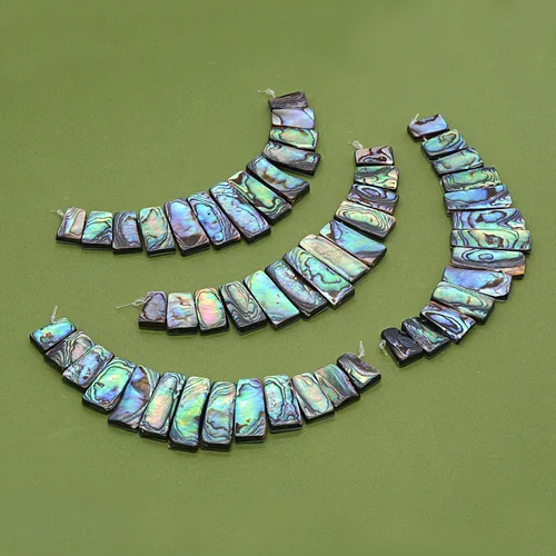Miniatura 4 de Justinstones Conjunto de cuentas grandes y anchas graduadas rectángulo de concha de abulón natural, 13 piezas