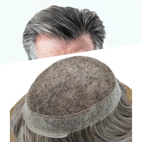 Miniatura 41 de Sistema de reemplazo de cabello de encaje francés para hombre, piezas de cabello de aspecto natural, color negro, marrón, rubio, gris, protesis