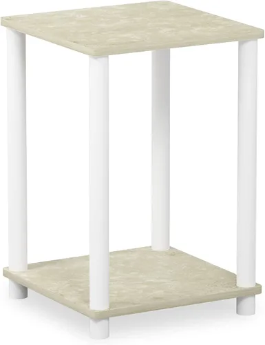 Miniatura 12 de Furinno JUST - Mesa auxiliar moderna de 3 niveles con estación de carga, mesita de noche de fácil montaje, mesita de noche con puerto USB y tipo C