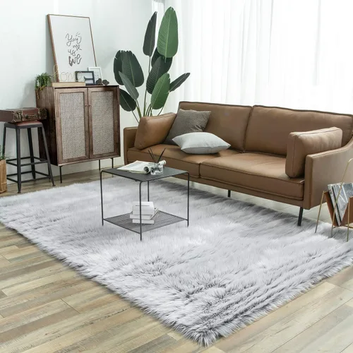Miniatura 69 de Ashler Home Deco - Tapete de pelo sintético de oveja, mullido, suave, de 2 x 3 pies, lavable a máquina, dormitorio, habitación de los niños, sala