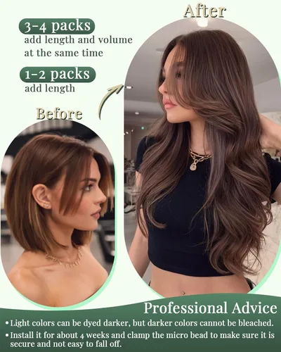 Miniatura 6 de Ugeat - Extensiones de cabello humano con microanillo, 14 pulgadas, extensiones de cabello Remy con microcuentas de 1 gm/hebra, 50 gms, extensiones