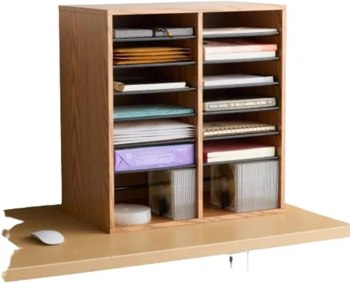 Miniatura 20 de Safco - Organizador de literatura, 12 compartimentos, buzón para oficina y aula con estantes ajustables, organizador de papel y correo de madera