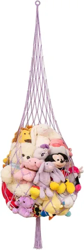 Miniatura 9 de Novela red de animales de peluche o hamaca para colgar en el techo de 6.5 pies, solo un gancho. Conveniente para esquinas, paredes y red colgante
