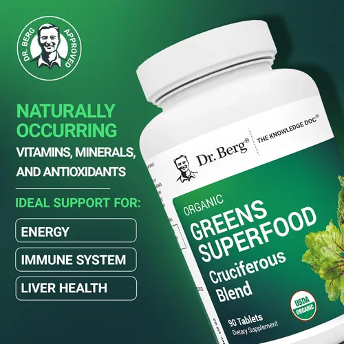 Miniatura 2 de Dr. Berg's Greens Superfood Tabletas de verduras crucíferas – Suplementos vegetales para adultos con 11 fitonutrientes súper verdes – Tabletas