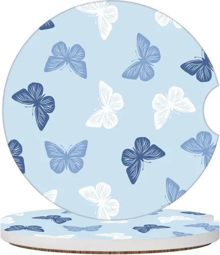 Miniatura 14 de Posavasos de automóvil con diseño de arcoíris y flores beige para portavasos de automóvil, paquete de 2 posavasos para mujeres y hombres, 2.56