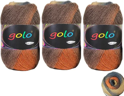 Miniatura 25 de Hilo de lana golo para tejer 200 yardas, hilo Cachemire multicolor arcoíris