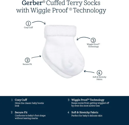 Miniatura 6 de Gerber Bebé 12-Par Calcetín Bundle, Blanco