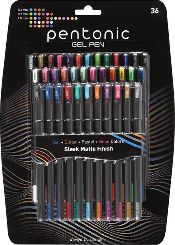 Miniatura 8 de Pentonic Bolígrafos de Gel con Purpurina, 10 unidades, 10 colores surtidos, punta gruesa de 1.0 mm, escritura suave para journaling, toma de notas