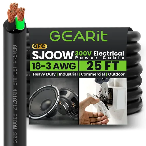 Miniatura 25 de GEARit Cable de alimentación portátil 10/3 10 AWG (100 pies - 3 conductores) SJOOW 300V calibre 10 cable eléctrico para derivaciones de motor, luces