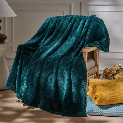 Miniatura 11 de NEWCOSPLAY Manta de Tiro Súper Suave Aqua Franela Sedosa Premium Fleece con Patrón de Hojas Ligera Manta de Cama para Uso en Todas las Estaciones
