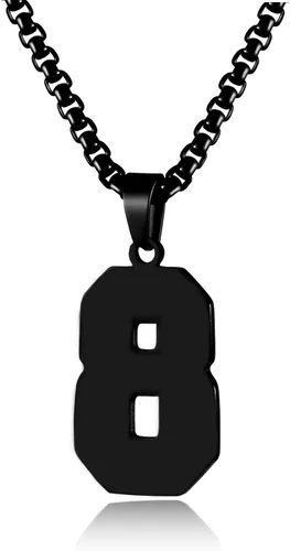 Miniatura 38 de Collar de Número Dorado para Hombre, Cadena de Acero Inoxidable con Colgante de Número para Atletas, Joyería Deportiva Personalizada para Niños