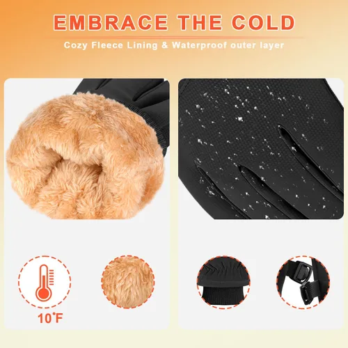 Miniatura 2 de ihuan Guantes impermeables de invierno para esquí de nieve para mujeres y hombres, clima frío, pantalla táctil térmica cálida para correr, ciclismo