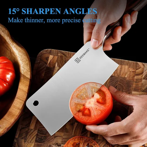 Miniatura 5 de Cuchillo KEEMAKE de 7 pulgadas, cuchillo para carne de servicio pesado con acero alemán de alto carbono inoxidable 1.4116, cuchillo de verduras