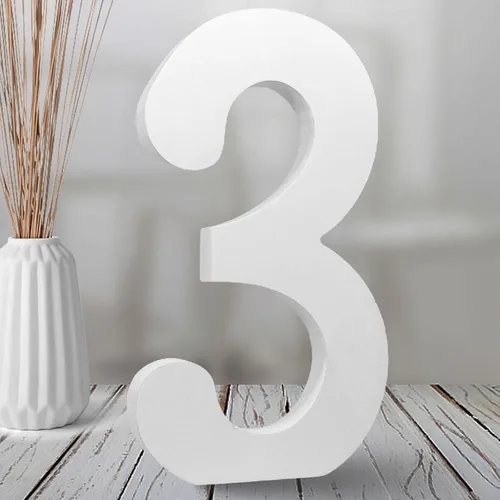Miniatura 16 de Números de madera blanca de 8 pulgadas, número de madera sin terminar para pared, números decorativos de pie, rebanadas, decoración de tablero