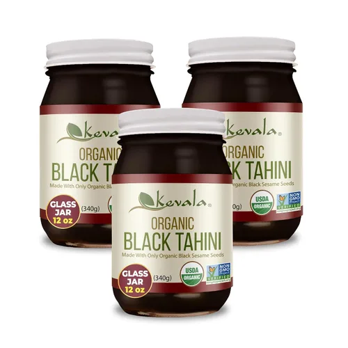 Miniatura 12 de Kevala Tahini negro orgánico – Pasta de sésamo negro sin gluten para alimentos dulces y salados, ideal para mezclar con una pasta de miso, tamaño a