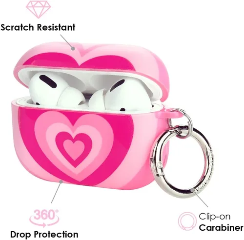 Miniatura 3 de VELVET CAVIAR Compatible con estuche AirPods Pro 2.ª y 1.ª generación - Linda cubierta protectora dura para mujeres - Corazón rosa Rosado Heart
