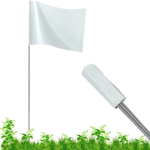 Miniatura 9 de Paquete de 200 banderas blancas para marcado, JIZHGRAD de 15x4x5 pulgadas, banderas marcadoras para uso en patio y césped, delimitación y Blanco