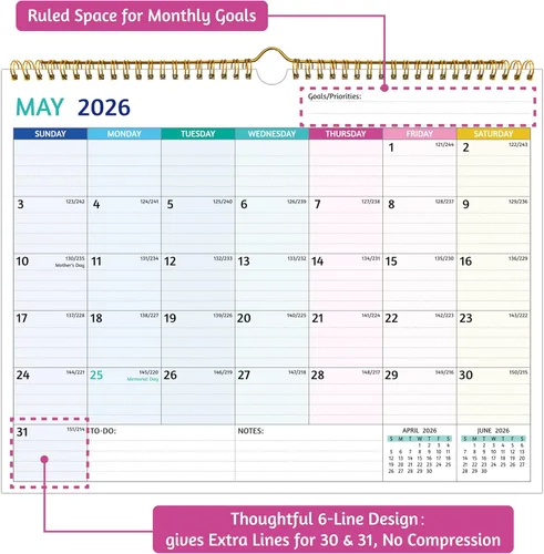 Miniatura 4 de Calendario de Pared 2026-2027 - Ene 2026 - Jun 2027, Calendario de 18 Meses 2026-2027, 14.57 x 11.42 Pulgadas, Calendario 2026, Calendario Mensual