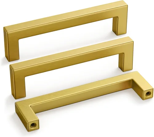Miniatura 29 de Goldenwarm 1 paquete de manija cuadrada negra para cajones de gabinete de barra, de acero inoxidable, herrajes modernos para gabinetes de cocina