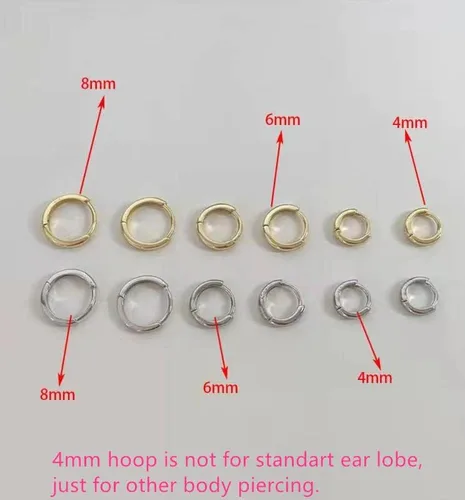 Miniatura 3 de Aretes de aro pequeños minimalistas para mujeres y niñas, plata de ley 925, pulido dorado, mini arracadas para cartílago, hélix, envoltura fina