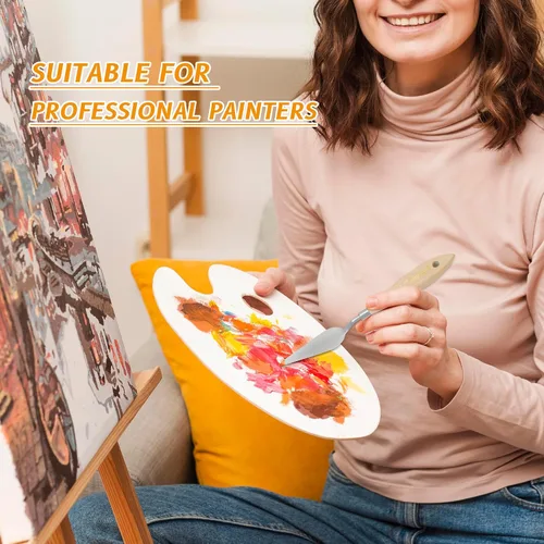 Miniatura 6 de Cuchillo de paleta grande para pintura acrílica, juego de lienzo, espátula, pala, cuchillos de pintura con mango de madera, herramientas de pintura
