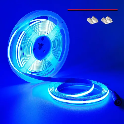 Miniatura 12 de YUNBO Tira de luz LED COB de 12 V 3000 K blanco cálido 16.4 pies de alta densidad 480LED/M CRI>90 Uniforme sin puntos autoadhesivo cortable flexible