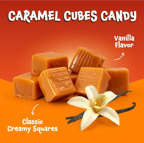 Miniatura 5 de Caramel Cubes Candy - Paquete a granel de 5 libras - Caramelos envueltos individualmente para buffets de dulces, repostería, bolsas de regalo