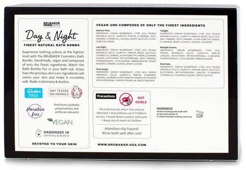 Miniatura 4 de BRUBAKER Set de regalo de bombas de baño "Day & Night" – 6 gaseosos de baño de lujo hechos a mano – Todos los ingredientes naturales, veganos