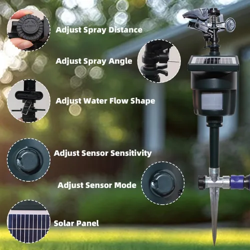 Miniatura 3 de [Actualizado 2025] Yardeen - Aspersor solar con sensor de movimiento, rociador de agua ajustable para jardín con estaca. Se puede seleccionar