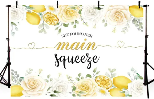 Miniatura 3 de MEHOFOND Telón de fondo de despedida de soltera de limón para fotografía, con texto en inglés "She Found Her Main Squeeze Phund Her Main Squeeze
