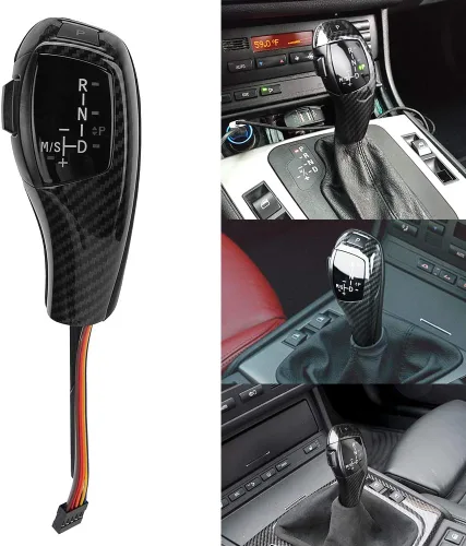 Miniatura 5 de Acouto Pomo de palanca de cambios automático para E46 E60 E61 Refit para coche F30 eléctrico LHD automático LED palanca de cambios Kit