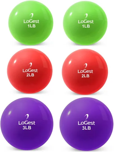 Miniatura 9 de Logest Par de pelotas de ejercicio de tonificación ponderada, bola medicinal de forma redonda, 1 libra, 2 libras, 3 libras, 4 libras, 5 libras, 6