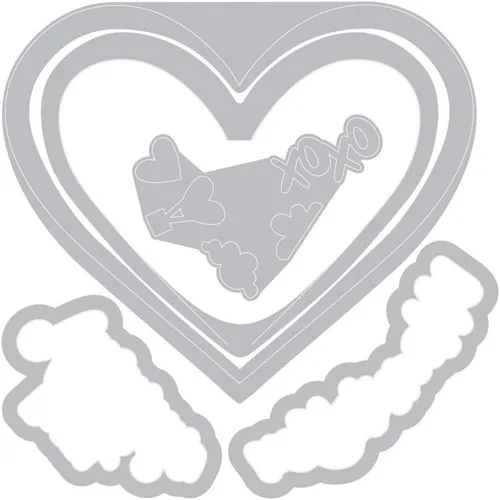 Miniatura 3 de Sizzix Framelits Troquel con sellos I Heart You, multicolor