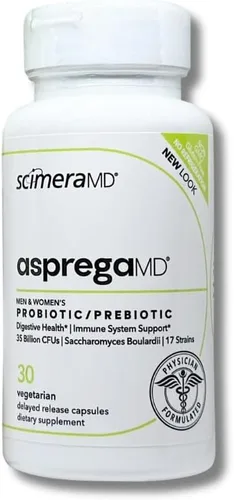Miniatura 10 de Asprega 30CT - Suplemento probiótico + prebiótico 17 cepas, 35 mil millones de UFC liberación retardada Saccharomyces Boulardii para hombres